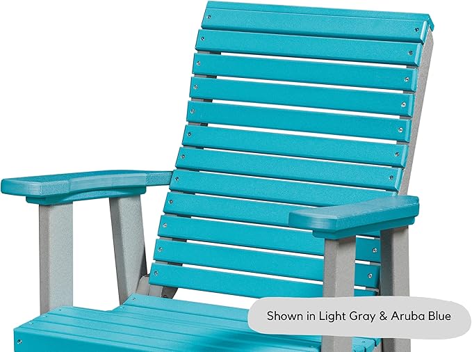 DutchCrafters Modern Horizontal Slat High Back Poly Outdoor Patio Chair (Black & Weatherwood)