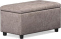 SIMPLIHOME Cosmopolitan Storage Ottoman - 34 inch Wide Upholstered Vegan Leather Rectangle Storage Ottoman Bench in Distressed Grey Taupe, Transitional Tufted Ottoman for Living Room with Lift-Up Lid