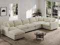 Modern Sectional Linen Couch for Living Room V-Shape Sofas,7 Seat Modular Cloud Sofas,Couches Cushion Covers Removable,Cozy Feather Down Sofa for Apartment Beige