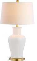JONATHAN Y JYL4026A Julian 29" Ceramic LED Table Lamp Traditional Transitional Bedside Desk Nightstand Lamp for Bedroom Living Room Office College Bookcase LED Bulb Included, White/Gold