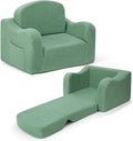 Comfy Toddler Chair & Kids, 2-in-1 Soft Couch Fold Out for Kids, Toddler Chairs Comfy 1-3 Years Old, Convertible Plush Sofa to Lounger for Girls and Boys, Green