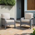 2 Pieces Wicker Patio Chairs - Outdoor Rattan Chairs Set of 2,All-Weather PE Wicker Dining Chair Set with High Back and Deep Seating for Deck Porch,Beige