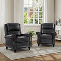 Faux Leather Recliner Chair, Modern Pushback Armchair with Adjustable Backrest & Footrest for Bedroom, Living Room (Black, Set of 2)