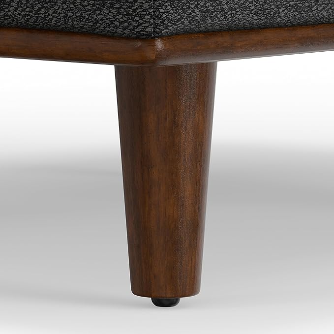 SIMPLIHOME Morrison 33-inch Wide Table Ottoman in Charcoal Grey Woven-Blend Fabric, Multifunctional Footrest, Coffee Table, or Extra Seating for Living Room, Mid-Century Modern Style