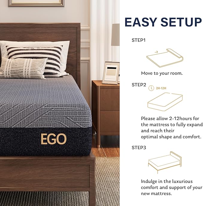 MLILY EGOHOME 10 Inch Twin XL Mattress, Copper Gel Cooling Memory Foam Mattress for Back Pain Relief,Therapeutic Single Mattress Bed in a Box, Made in USA, CertiPUR-US Certified, 38x80x10 Black