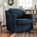 Pia Ricco 360° Swivel Accent Chair, Plush Oversized Chenille Fabric Armchair with Removable Cover for Living Room and Reception,Grey Blue