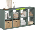 Furinno Cubicle Book Shelf, 8-Cube Thick Frame Bookshelf, Horizontally & Vertically Reversible Bookcase with Open Back, 14.6" x 30" x 57.9", for Living Room, Bedroom, Home Office, Sage Green