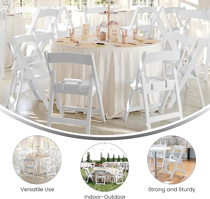 Flash Furniture Hercules Series Kids Padded Folding Chairs for Children, Children's Event Seats with 264-lb. Static Weight Capacity, Set of 10, White