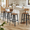 VASAGLE Set of 4 Bar Stools, Bar Height Stools, 29.1 Inches Tall Barstools with Back, Counter Bar Chairs for Kitchen Island, Steel Frame, Industrial Style, Easy Assembly, Rustic Brown and Ink Black