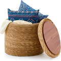 Wimarsbon 18'' Ottoman Pouf, Natural Braided Poof, Rustic Handweave Lounge Pouffe, Boho Footrest Stool for Bedroom, Accent Table for Living Room (Storage - 18inch Natural Cattail L)