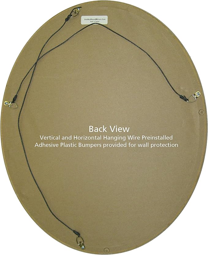 OVALCREST Oval Beveled Wall Mirror for Home Decor - Athena Style - Linen White - 18" x 14" Outside Dimensions