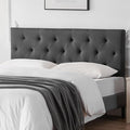 Linen Fabric Upholstered Headboard Queen Size, Modern Diamond Tufting Solid Wood Queen Headboard Only,Adjustable Height from 37” to 51” Head Board, Bed Frame or Wall Mount Headboards, Dark Grey