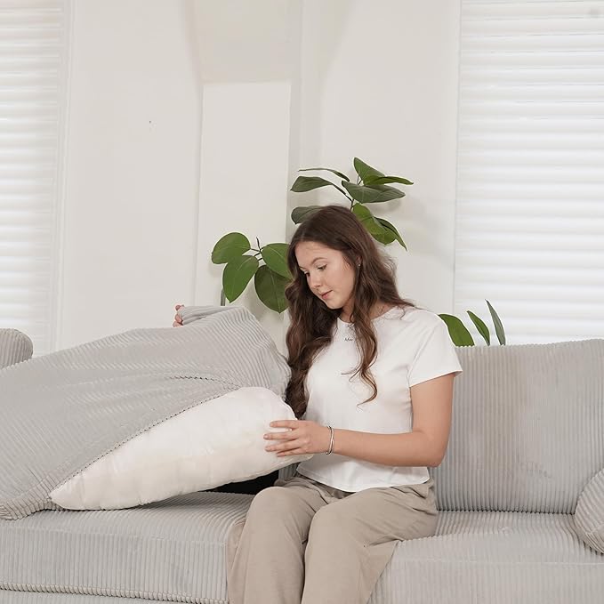 EASE MOOSE Oversized Sectional Modular Sofa with Ottoman,Comfty L Shape Sectional Deep Modular Sofa,Cloud Couch for Living Room,Removable Cover