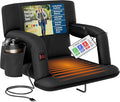 Alpcour Heated Reclining Stadium Seat for Bleachers – Wide Bleacher Chair with Back Support and Cushion, Armrests, Side Pockets, & Hook – Stadium Seats Chairs for Camping, Kayak, Paddle Board & More