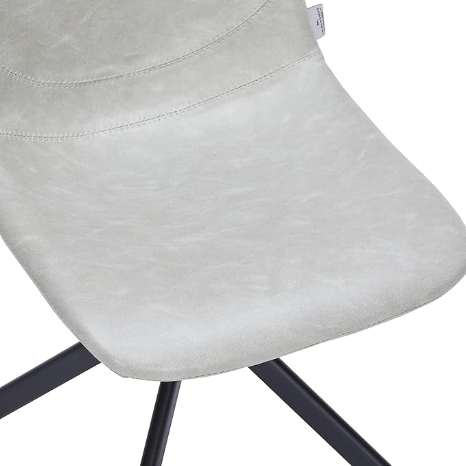 LeisureMod Markley Swivel Leather Dining Side Chair with Durable Iron Legs – Comfortable Accent Chair for Kitchen, Dining Room, or Office Set of 4