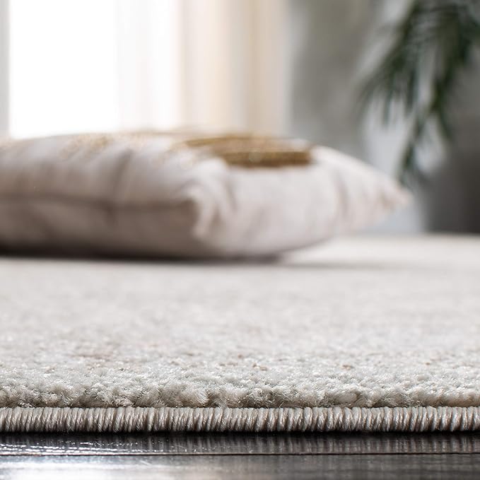 SAFAVIEH Evoke Collection Area Rug - 3' Square, Ivory & Taupe, Distressed Design, Non-Shedding & Easy to Clean, Ideal for Foyer, Bedroom, Accent Space (EVK256E)