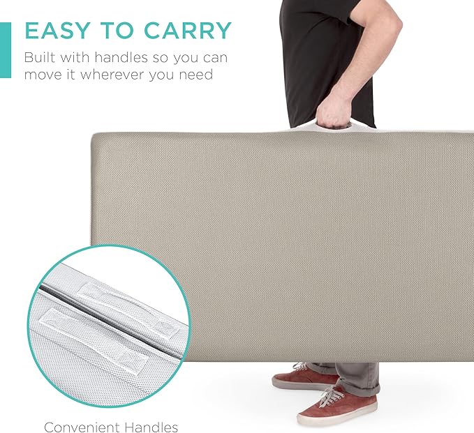 Best Choice Products 4in Portable Twin-Size Mattress, Tri-Fold Mattress for Camping, Guest, Toddler, Foam Plush w/Carry Case - Taupe