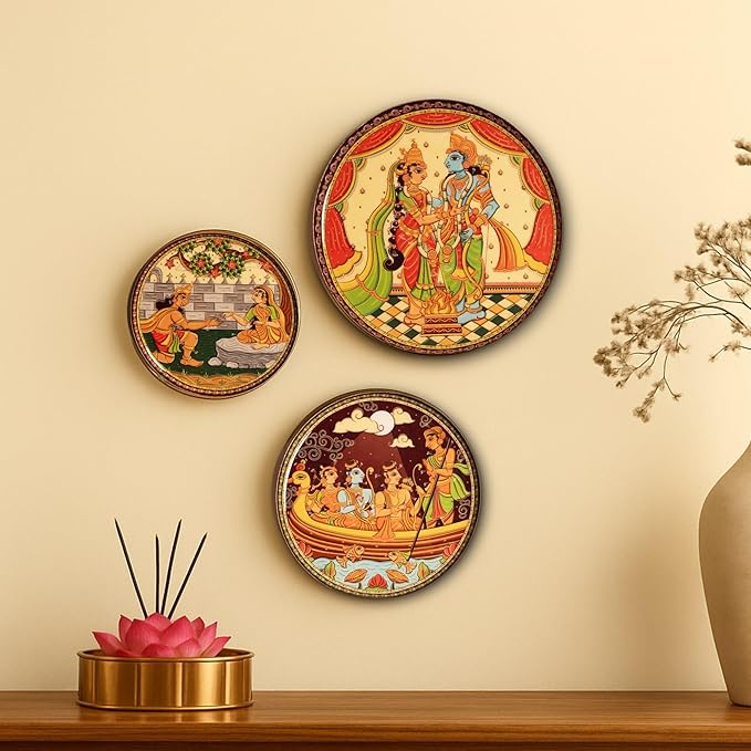 RITUALISTIC Ramayan Wall Plates for Home Decoration & living room | Metal Wall Décor | Devotional Gift | Wall Art | Wall showpiece | Home Décor Christmas Gift Items | Set of 3 plates