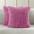 FUTEI Hot Pink Decorative Throw Pillow Covers 26x26 Inch Set of 2,Soft Fluffy Faux Wool Fur Boucle Textured Pillow Shams,Modern Home Decor for Couch Bed Living Room Office