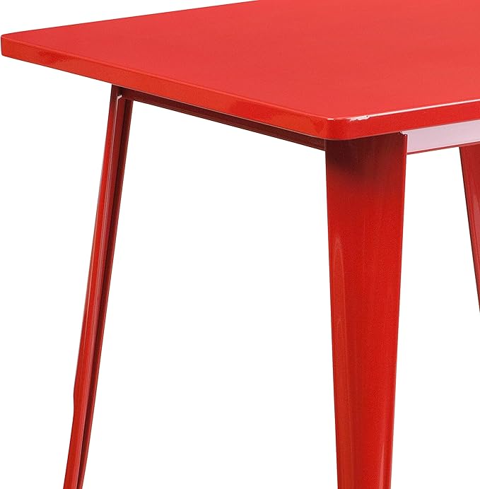 Flash Furniture Felix Commercial Grade 31.5" Square Red Metal Indoor-Outdoor Table