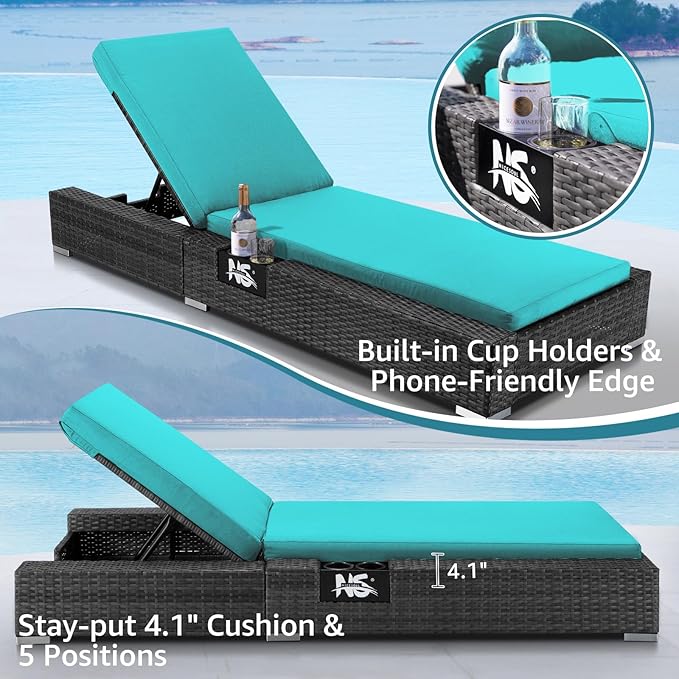 NICESOUL 13 Piece Outdoor Seating with Firepit, Comfortable Cozy Backyard Furniture with Fire Table and Lounge Chair, Modular Sectional Patio Sofas 500lbs Heavyduty with 10-Seat Group, Gray&Turquoise