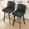 Swivel Bar Stools, 26''H Upholstered Barstools with Backs, Modern Counter Height Bar Stool Chairs for Kitchen Island, Metal Legs (Black- Faux Leather, Set of 2-26" H)