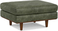 SIMPLIHOME Morrison 33 inch Wide Ottoman in Moss Green Genuine Leather, Multifunctional Footrest, Coffee Table, and Extra Seating for Living Room, Mid-Century Modern Style