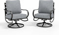 Sophia & William 2 Pieces Patio Furniture Sets Metal Sofa Chairs Patio Cushion Armchairs Swivel Sofa Chairs with Removable Cover for Garden Backyard Poolside Grey