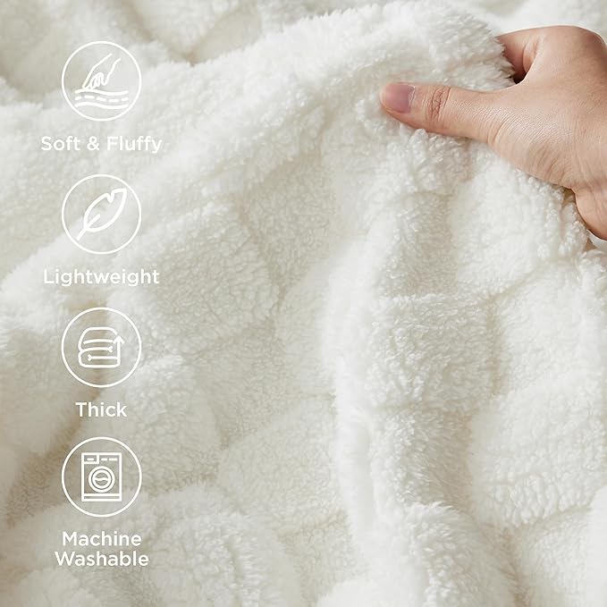 Bedsure GentleSoft White Throw Blanket for Couch - Super Soft Cozy Blankets Gifts for Women Men Girls, Cute Small Fleece Throws for Bedroom Home Decor, 50x70 Inches