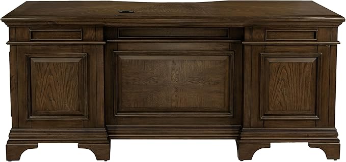 Coaster Home Furnishings - Hartshill - Wood - 72-Inch 7-Drawer Executive Desk with 2 Lockable File Cabinets, Removable Dividers, and Bronze Hardware - Home Office - Burnished Oak - 881281