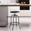Swivel Bar Stool – Adjustable Backless Stool for Counter Height with Round Wood Seat and Iron Tube Frame for Kitchen by Lavish Home (Brown)