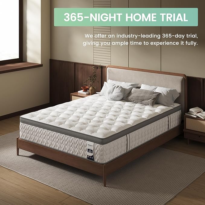 King Mattress, 14 Inch 5-Zone Deep Sleep Firm Mattress with Extra Lumbar & Shoulder Support, Hotel Collection Hybrid Mattresses, Fiberglass Free & No Odor - 365 Nights Trial
