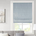 Madison Park Galen Cordless Roman Shade, 34"W x 64"H, Sheen Blue – Room Darkening, Thermal Insulated, Energy Efficient Window Blind with Subtle Sheen Basketweave Fabric for Privacy