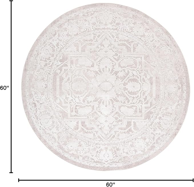 SAFAVIEH Area Rug 5' Round - Reflection Collection - Beige & Cream, Non-Shedding & Easy Cleaning, Ideal for Living Room, Bedroom (RFT665A)