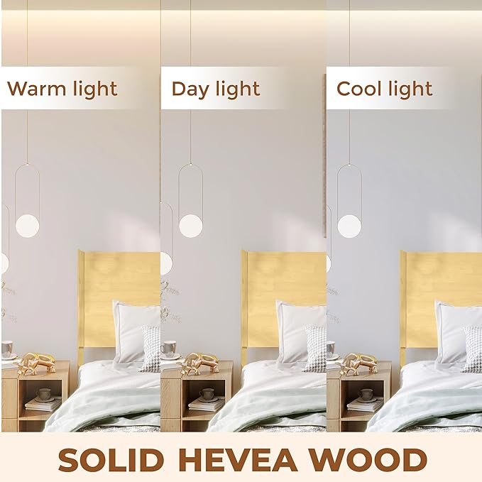 Acacia Haven Queen Bed Frame and Headboard, Platform Bed Frame Scandinavian Wood Bed Compatible with All Mattress Types, Wood Slats Support 800lbs Capacity, Quick & Easy Assembly, Oak.