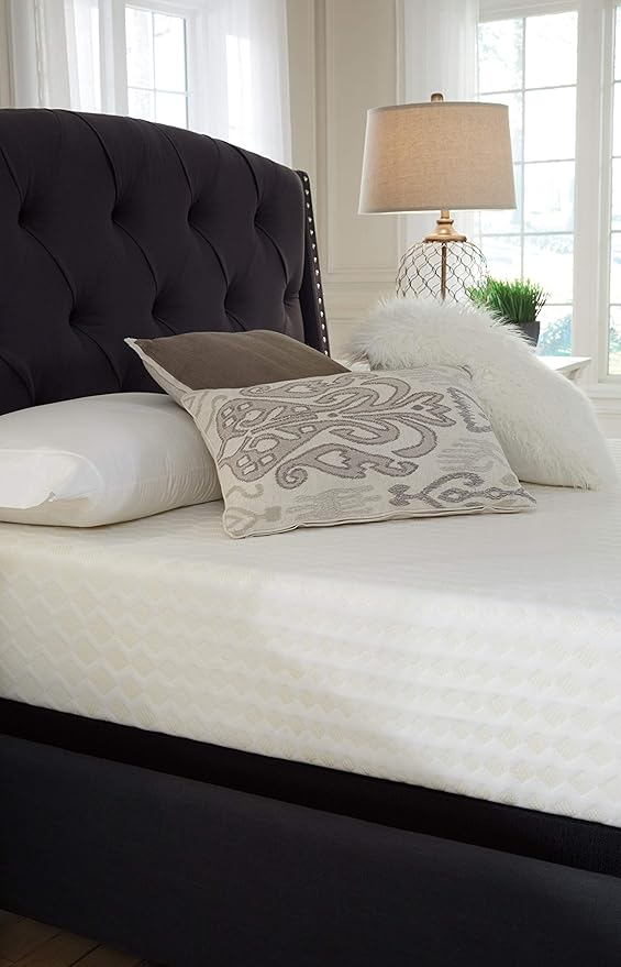 Signature Design by Ashley Full Size Chime 10 Inch Medium Firm Memory Foam Mattresswith Green Tea & Charcoal Gel for Pressure Relief, Fiberglass Free, Mattress In A Box