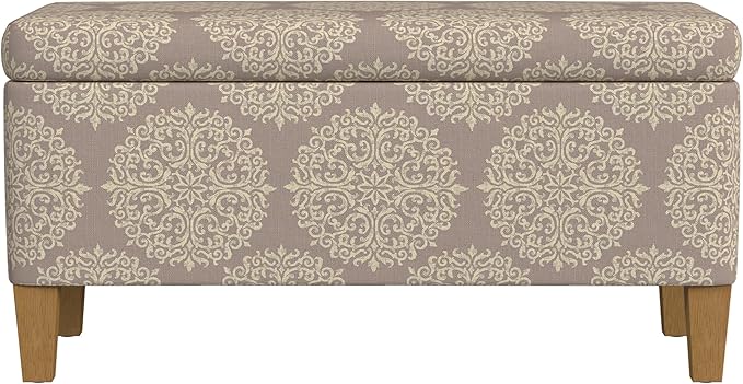 HomePop Drake Large Decorative Storage Bench -Brown Medallion