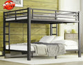 Higher Quality & Stronger Heavy Duty Steel Black Bunk Bed Queen Over Queen Size Bunkbed, Thickened More Stable Safer Metal Bunk Bed (Easier to Assemble)