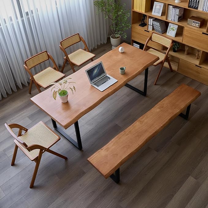 Stylish Solid Wood Office Desk with Sturdy Metal Base - Durable Multi-Size Executive Computer & Dining Table - Perfect for Home Office & Work Environments (Brown, 62.99in)