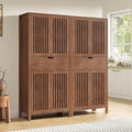 Set of 2 Rustic Brown 69" Tall Farmhouse Storage Cabinet with Drawer & Adjustable Shelves, Grille Door Organizer Unit, Anti-Tip Design for Bathroom,Kitchen,Living Room