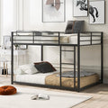 Full Over Full Metal Bunk Bed with Full-Length Guardrail,Low Bed Frame W/Ladder, Steel,No Noise,Bedroom Furniture for Adult Kid Boy Girl Teen,Black