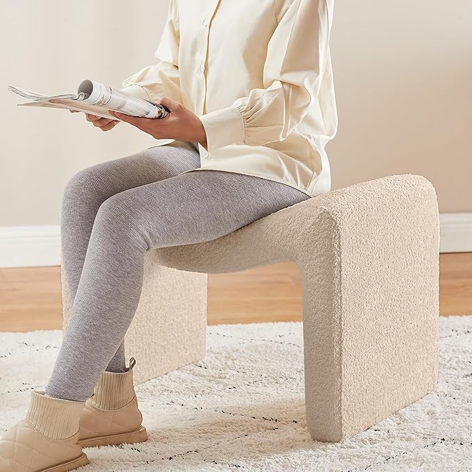 VANOMi Large Footstool Ottoman, Multi-Functional Modern Foot Stool, Sofa Footrest Extra Seating for Living Room, Entryway, Hallways and Bedrooms, Large, Camel