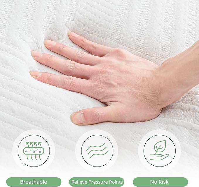 10 Inch RV Mattress Short Queen, Cooling Gel Green Tea Mattress for RVs, Campers & Trailers, CertiPUR-US Certified, Designed & Assembled in The USA, Medium Firm, 75"×60"×10"