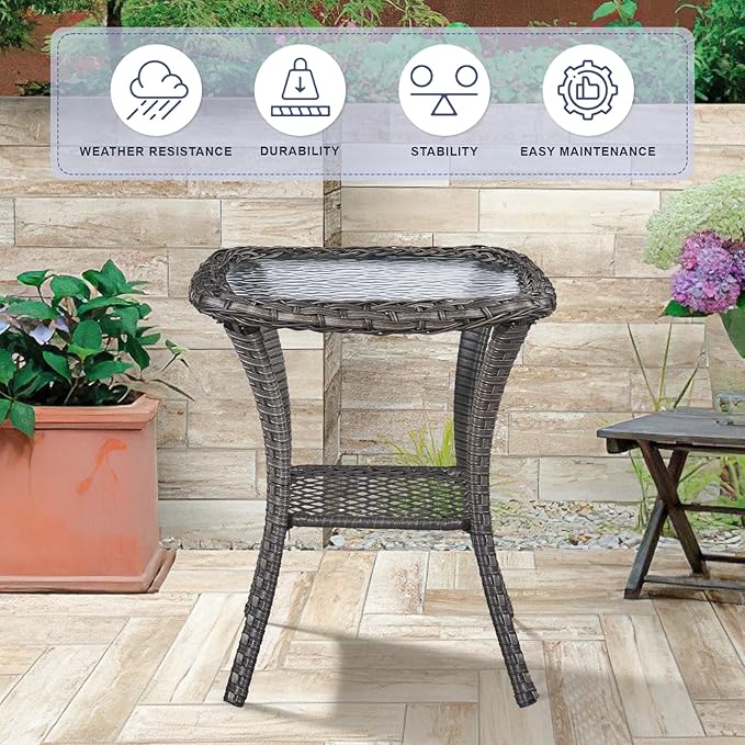 Swivel Patio Chairs sofa Set of 9 with 6" Thick Cushion - Wicker Outdoor Swivel Rocker Patio Chair ,Sofa/Glass coffee table, High Back Comfortable Outdoor Glider Chairs -Brown Wicker | Beige Cushions