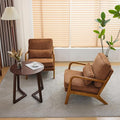 VINGLI Upgraded Premium Corduroy Accent Chairs Set of 2,Upholstered Arm Chair,Solid Wood Comfy Reading Chair with Pillow, Mid Century Modern Chairs for Living Room,Bedroom,Brown