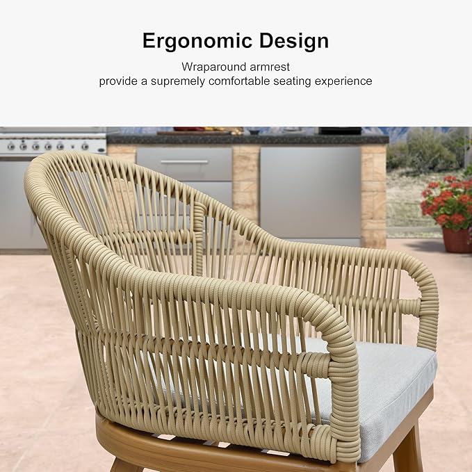 PURPLE LEAF 9 Pieces Patio Dining Set with Outdoor Aluminium Dining Table and Woven Chairs Modern Metal Furniture Cushions Sets for Garden Yard Indoor Decor Kitchen Teak