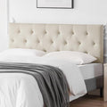 Linen Upholstered Headboard Full Size, Modern Diamond Tufting Solid Wood Full XL Headboard Only, Adjustable Height from 37” to 51” Head Board, Bed Frame or Wall Mount Headboards, Beige