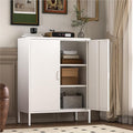 Metal Cabinet with 2 Doors and 4 Shelves，39.96" Tall Steel Office Cabinet,Bathroom Floor Locker，for Office,Home,Garage,Gym,School (White)
