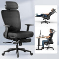 FLEXISPOT OC3 Cloud Ergonomic Office Chair with Footrest, Mesh Back Computer Chair, Home Office Desk Chairs, with Adjustable Lumbar Support/3D Headrest/Reliable Base, Elastic Foam Seat, Black, Cloud-F