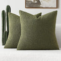 FUTEI Pack of 2 Moss Green Decorative Throw Pillow Covers 22x22 Inch Soft Cozy Solid Boucle Textured Cushion Case,Modern Home Decor for Couch Bed Living Room